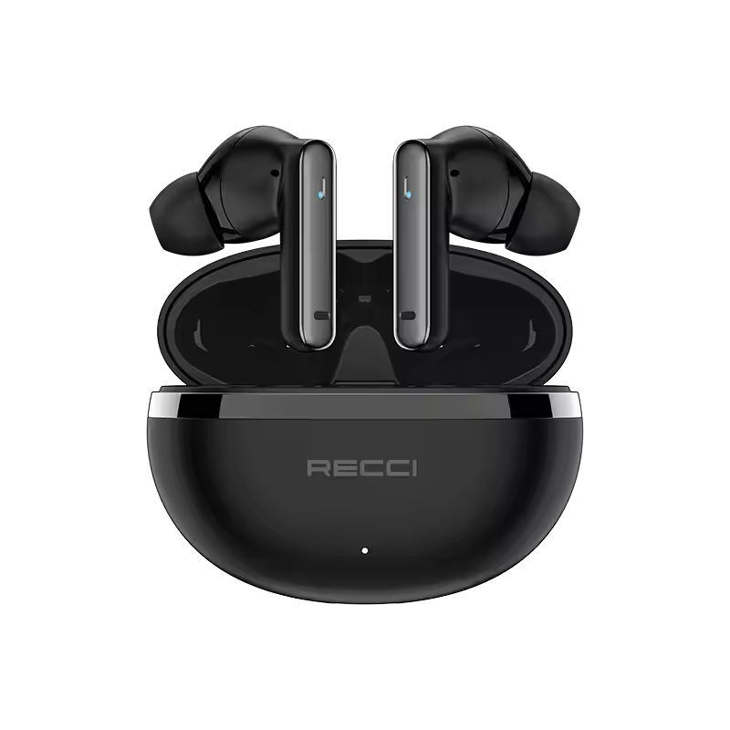 Bluetooth Ακουστικά Recci REP-W88 TWS Ασύρματα με ANC & Θήκη Φόρτισης - Μαύρα