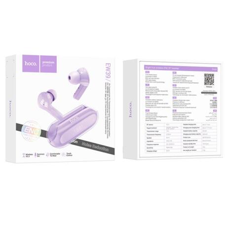 Hoco EW39 Bright Ακουστικα Bluetooth, ΜΩΒ, ENC