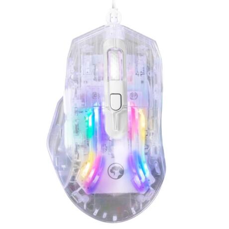 Marvo M413 Διαφανο Gaming Ποντικι, 7200DPI, RGB, Αθορυβοι Διακοπτες