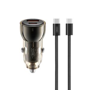 XO CC60 Φορτιστης Αυτοκινητου 60W ΣΕΤ με Καλωδιο Type-c, 1 Θυρα Typ...