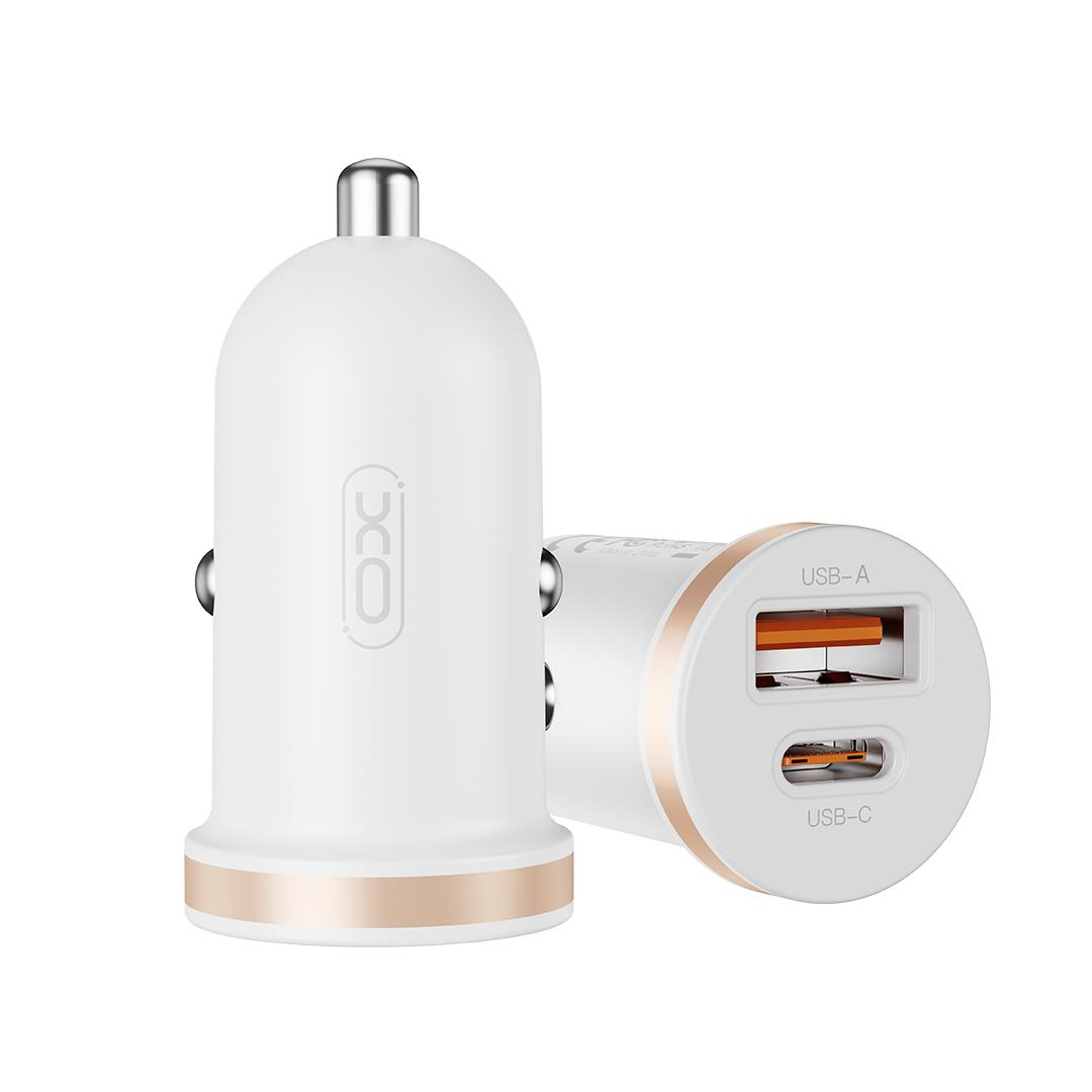 XO CC56 Mini Φορτιστης Αυτοκινητου, 2 Θυρες, 30W, Λευκος