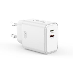 XO L145 Φορτιστης Γρηγορης Φορτισης, PD 20W Usb-c, 2 Θυρες, Λευκος