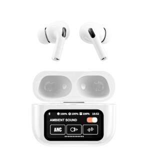 Firo A9pro TWS Bluetooth Earphone με Οθονη, ANC, Λευκο