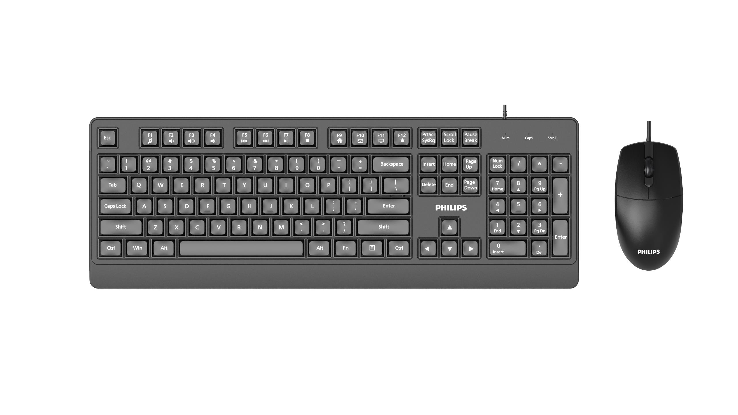 Philips SPT6247 Ενσυρματο ΣΕΤ Πληκτρολογιο/ποντικι, Μαυρο, GR