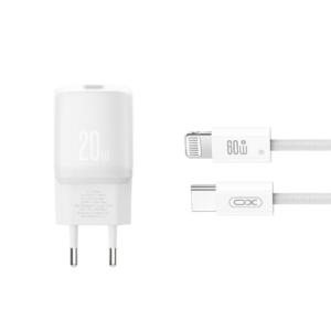 XO L143 Φορτιστης PD20W, 1 Θυρα Type-c, με Καλωδιο Lightning, Λευκος