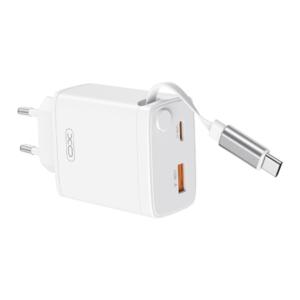 XO CE31 Φορτιστης 30W GAN ME Ανασυρομενο Καλωδιο, 1 Θυρα USB, 1 Θυρ...