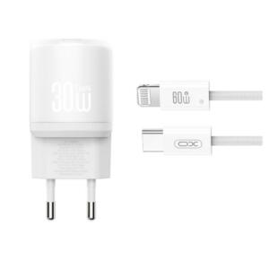 XO L150 Φορτιστης 30W 1 Θυρα Type-c, με Καλωδιο Lightning, Λευκος