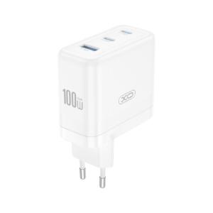 XO CE35 Φορτιστης 100W GAN, 2 Θυρες Type-c, 1 Θυρα USB, Λευκος
