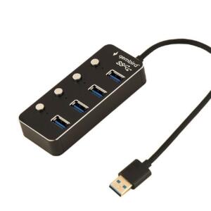 Gembird USB HUB 3.1 με Διακοπτες, 4 Port, Μαυρο