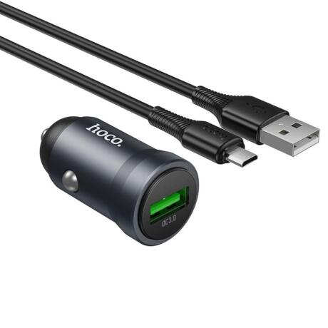 Hoco Z62 Φορτιστης Αυτοκινητου, με Micro USB Καλωδιο, Γκρι