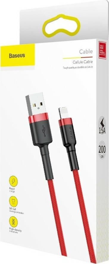Baseus Cafule Καλωδιο Φορτισης, USB σε Lightning, 2M, 1.5A, Κοκκινο - Image 3