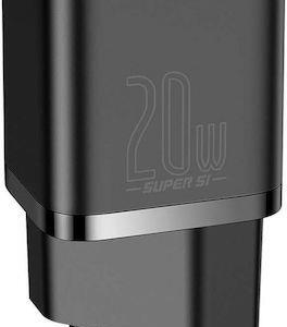Baseus Super SI Φορτιστης Γρηγορης Φορτισης, 20W, Μαυρος