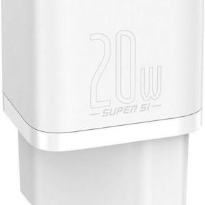 Baseus Super SI Φορτιστης Γρηγορης Φορτισης, 20W, Λευκος