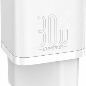 Baseus Super SI Φορτιστης Γρηγορης Φορτισης, 30W, Λευκο