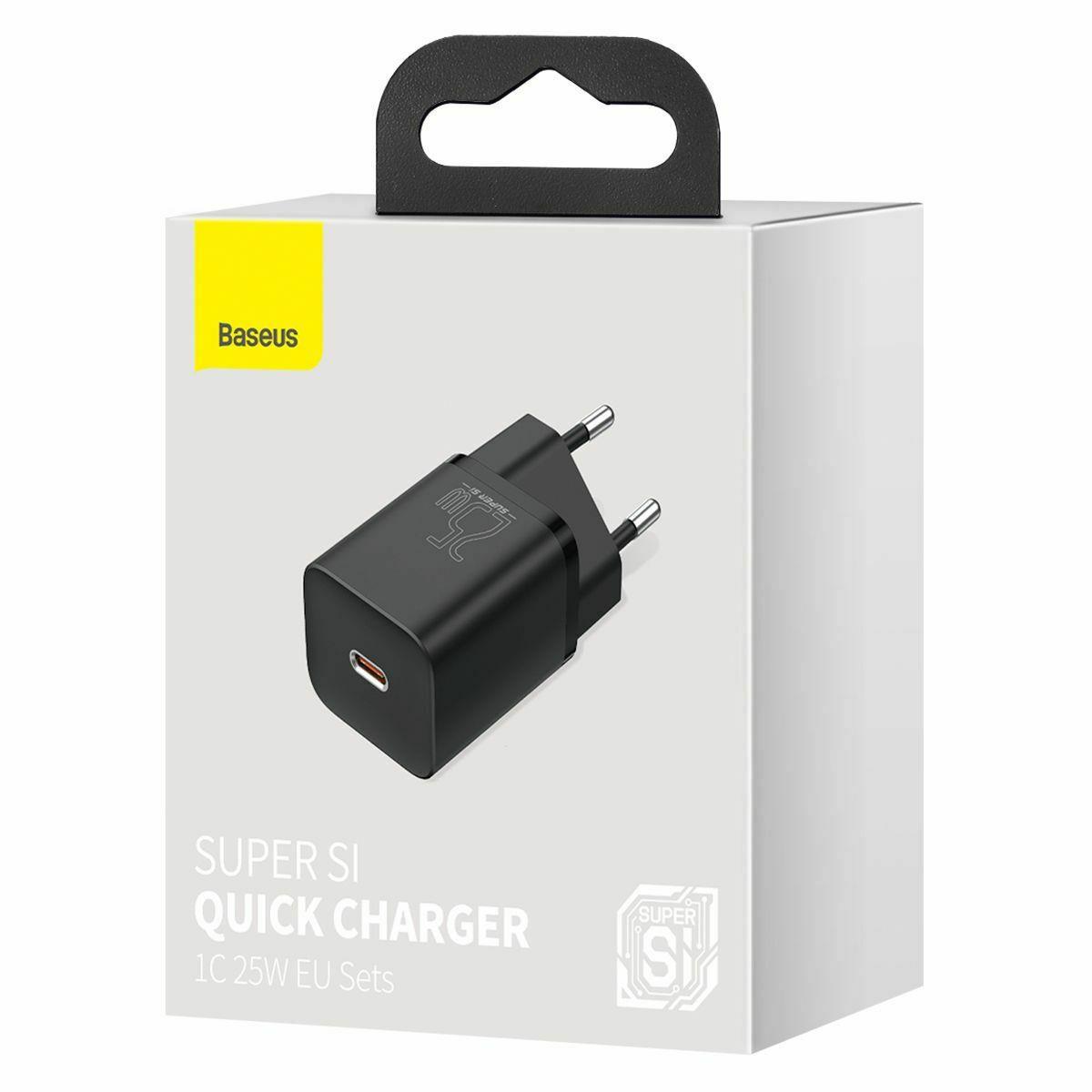 Baseus Super SΙ, Φορτιστης Γρηγορης Φορτισης, 1 Θυρα, 25W, Μαυρος - Image 3