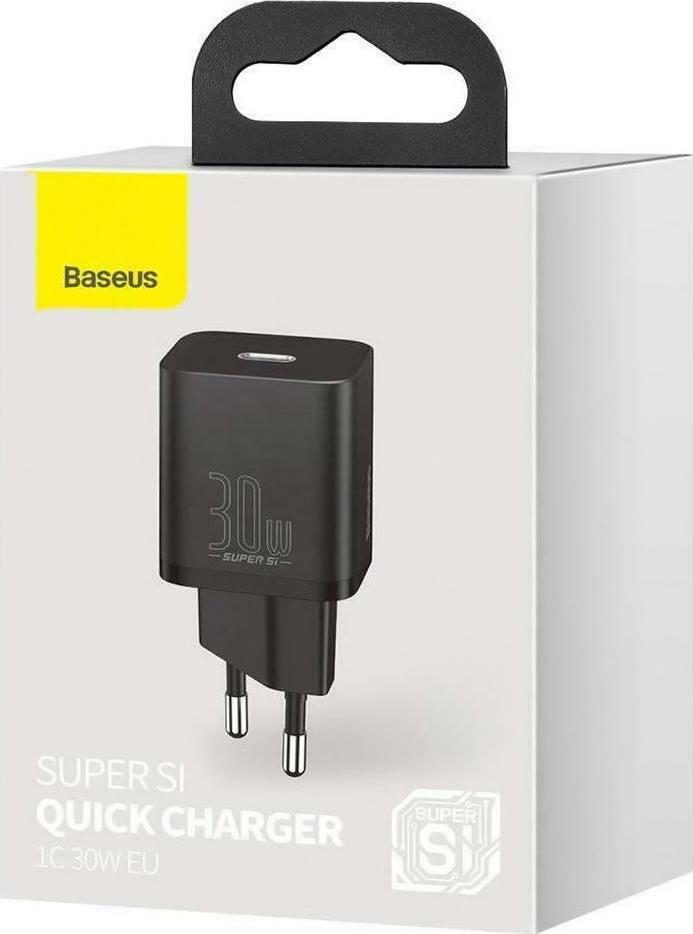 Baseus Super SΙ, Φορτιστης Γρηγορης Φορτισης, 1 Θυρα, 30W, Μαυρος - Image 3