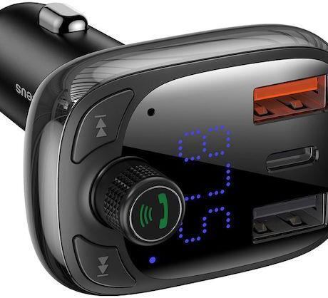 Baseus T Shaped S-13, Bluetooth FM Transmitter, MP3 Player, Μαυρο