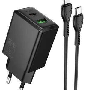 Hoco N71 Nuevo, ΣΕΤ Γρηγορης Φορτισης, 30W, 2 Θυρες, με Καλωδιο Lig...