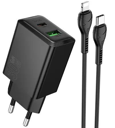Hoco N71 Nuevo, ΣΕΤ Γρηγορης Φορτισης, 30W, 2 Θυρες, με Καλωδιο Lig...