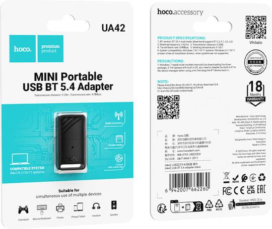 Hoco UA42, USB 5.4 Bluetooth Ανταπτορας, Μαυρο - Image 3