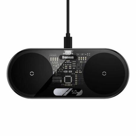 Baseus Digital LED Display, Ασυρματος Φορτιστης, 2 σε 1, 20W, Μαυρο