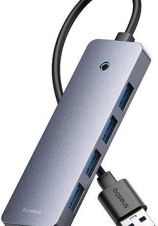Baseus Ultrajoy Series, USB HUB, 4 Θυρες, 1 Θυρα Type-c, Γκρι
