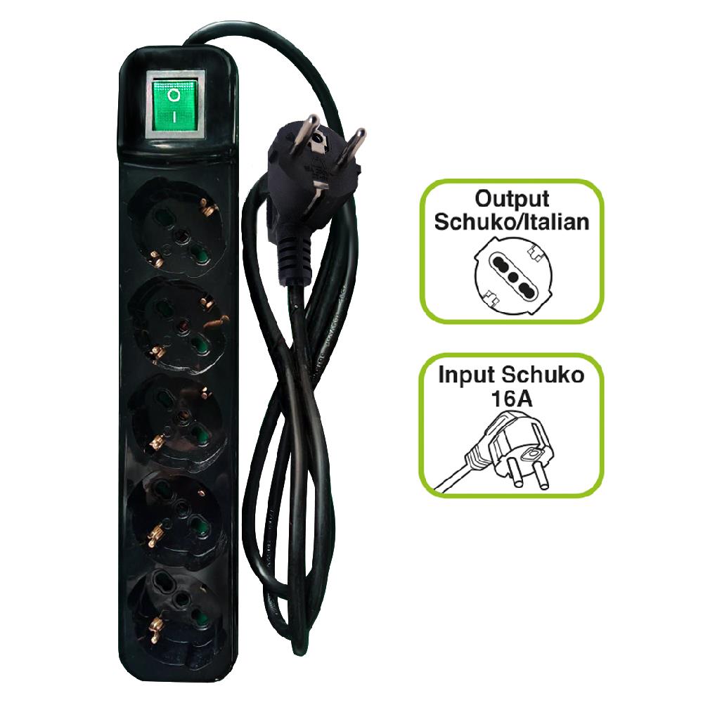 Tecnoware FMP5GIG Πολυμπριζο 5 Θεσεων Schuko, με Διακοπτη - Image 2