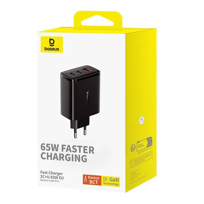 Baseus Cube PRO, Φορτιστης Γρηγορης Φορτισης, 3 Θυρες, 65W, Μαυρο - Image 4