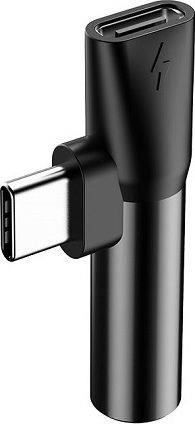 BASEUS L41, ΑΝΤΑΠΤΟΡΑΣ, TYPE-C ΣΕ TYPE-C + 3.5mm ΘΥΛΗΚΟ, ΜΑΥΡΟ