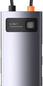 BASEUS METAL GLEAM SERIES, 4 ΣΕ 1 DOCKING STATION, TYPE-C, ΓΚΡΙ