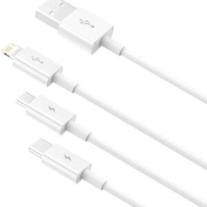 BASEUS SUPERIOR SERIES, ΚΑΛΩΔΙΟ ΓΡΗΓΟΡΗΣ ΦΟΡΤΙΣΗΣ, LIGHTNING + TYPE-C + MICRO, 0.5m, 3.5A, ΛΕΥΚΟ